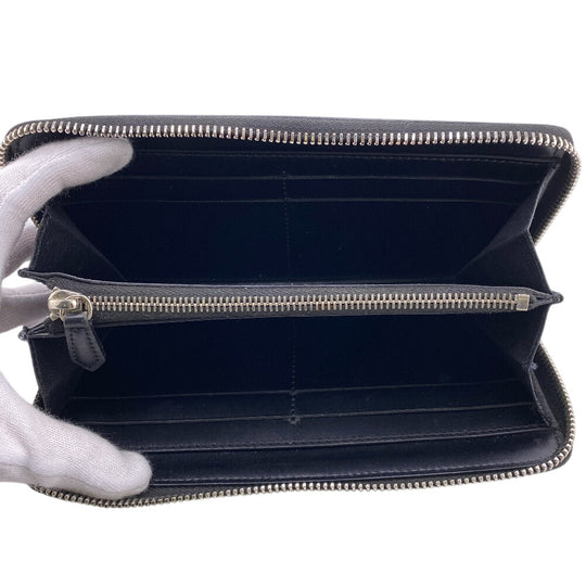 GIVENCHY Long Wallet Purse leather black Zip Around 1917 17 0117 mens(Unisex) Used Authentic