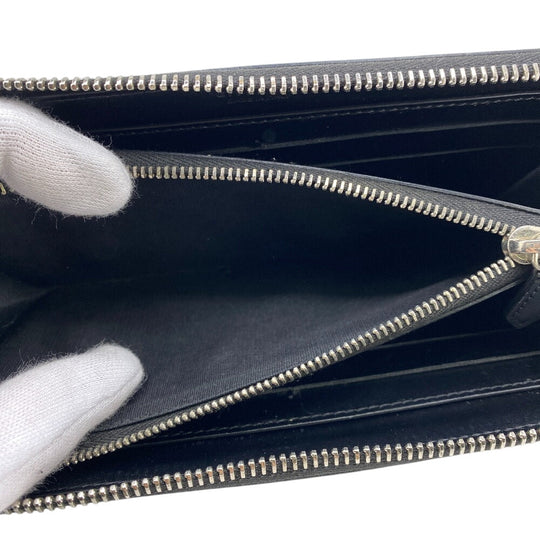 GIVENCHY Long Wallet Purse leather black Zip Around 1917 17 0117 mens(Unisex) Used Authentic