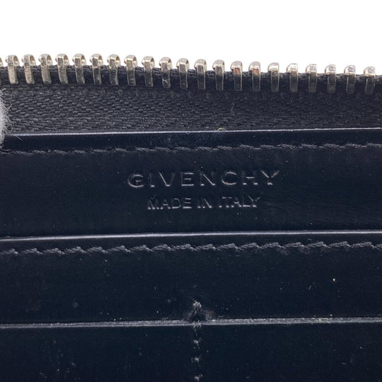 GIVENCHY Long Wallet Purse leather black Zip Around 1917 17 0117 mens(Unisex) Used Authentic