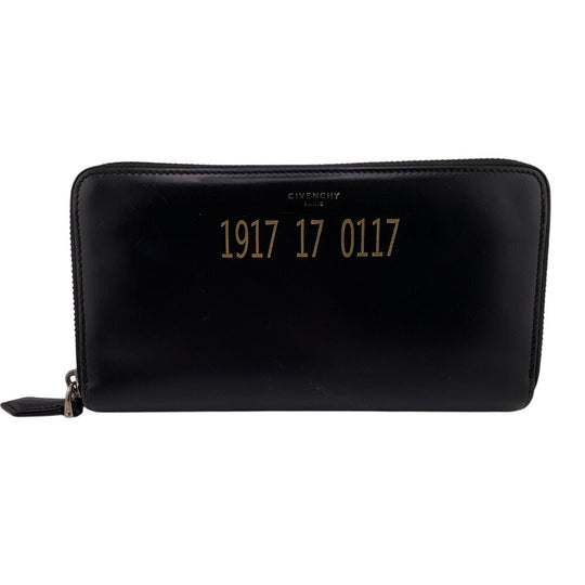 GIVENCHY Long Wallet Purse leather black Zip Around 1917 17 0117 mens(Unisex) Used Authentic