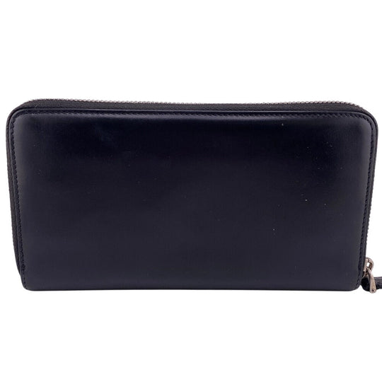 GIVENCHY Long Wallet Purse leather black Zip Around 1917 17 0117 mens(Unisex) Used Authentic