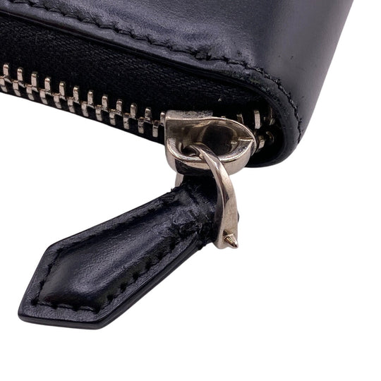 GIVENCHY Long Wallet Purse leather black Zip Around 1917 17 0117 mens(Unisex) Used Authentic