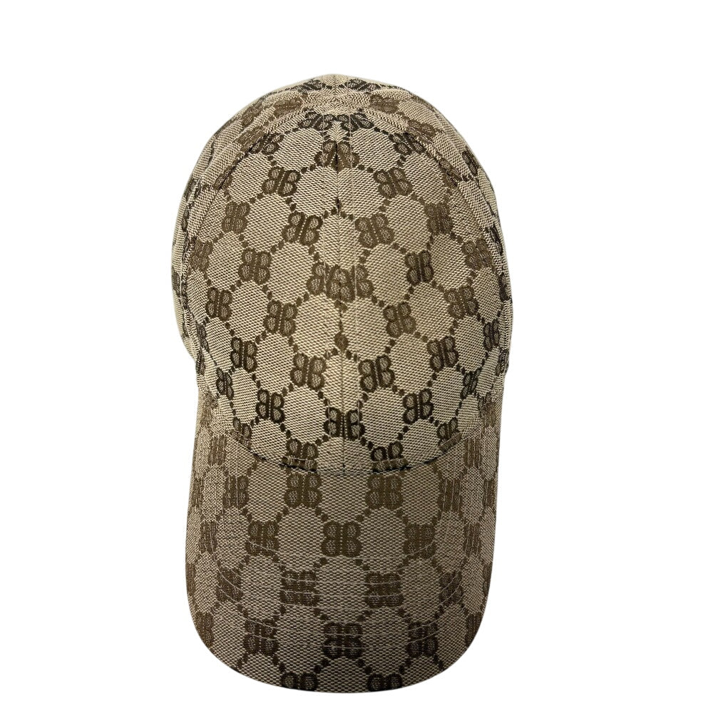 GUCCI cap 680717 64% polyester, 18% nylon, 18% cotton Brown Baseball cap Balenciaga Collaboration Hacker Project BB logo mens(Unisex) L 59cm Used Authentic