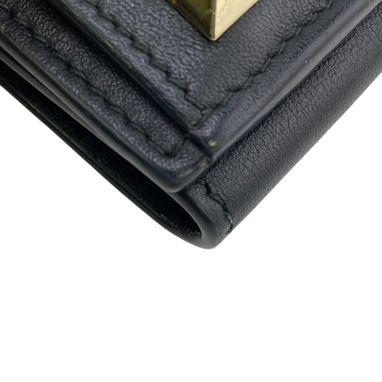 Valentino Garavani Tri-fold wallet leather black Rock studs Women Used Authentic