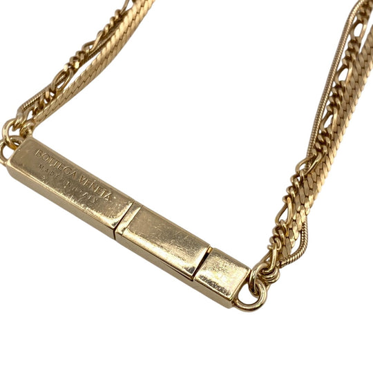 BOTTEGAVENETA bracelet 703427 VAHU4 7002 Sterling Silver, Enamel gold Triple Chain ID Women(Unisex) L Used Authentic