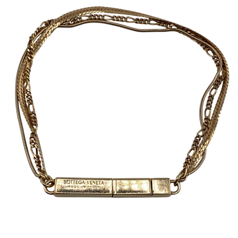 BOTTEGAVENETA bracelet 703427 VAHU4 7002 Sterling Silver, Enamel gold Triple Chain ID Women(Unisex) L Used Authentic