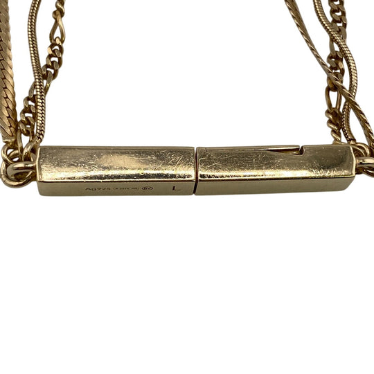 BOTTEGAVENETA bracelet 703427 VAHU4 7002 Sterling Silver, Enamel gold Triple Chain ID Women(Unisex) L Used Authentic