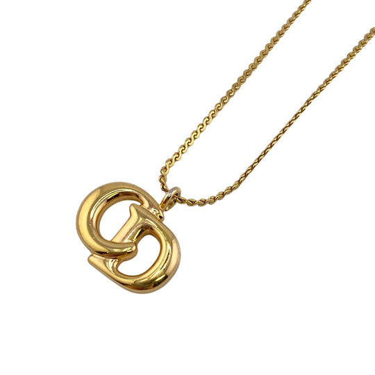 Christian Dior Necklace Gold Plated gold CD logo Women Used Authentic