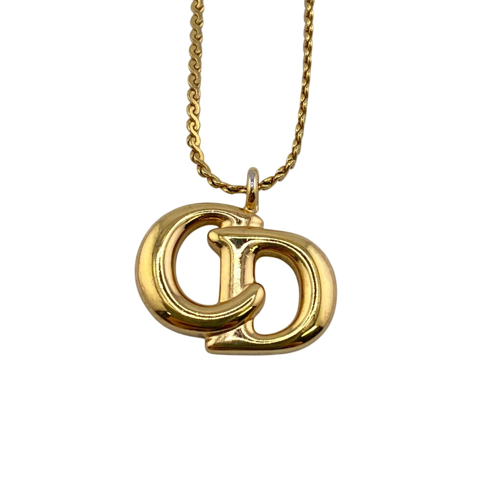 Christian Dior Necklace Gold Plated gold CD logo Women Used Authentic