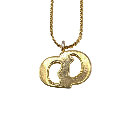 Christian Dior Necklace Gold Plated gold CD logo Women Used Authentic