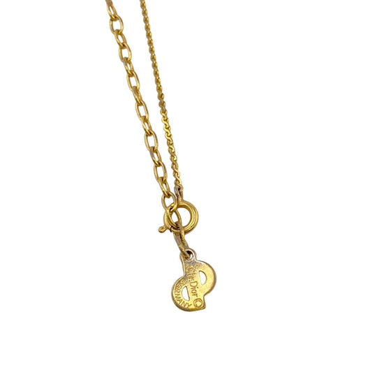 Christian Dior Necklace Gold Plated gold CD logo Women Used Authentic