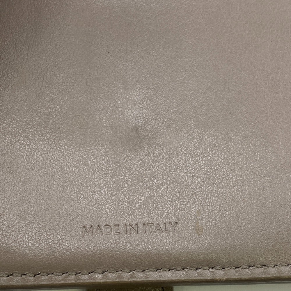 CELINE Bifold Wallet leather beige strap medium Women Used Authentic