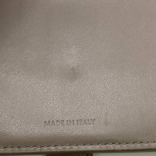 CELINE Bifold Wallet leather beige strap medium Women Used Authentic