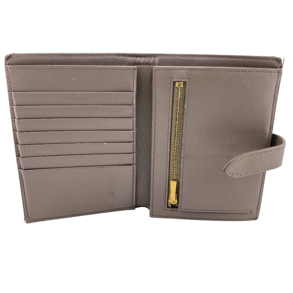 CELINE Bifold Wallet leather beige strap medium Women Used Authentic
