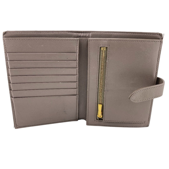 CELINE Bifold Wallet leather beige strap medium Women Used Authentic