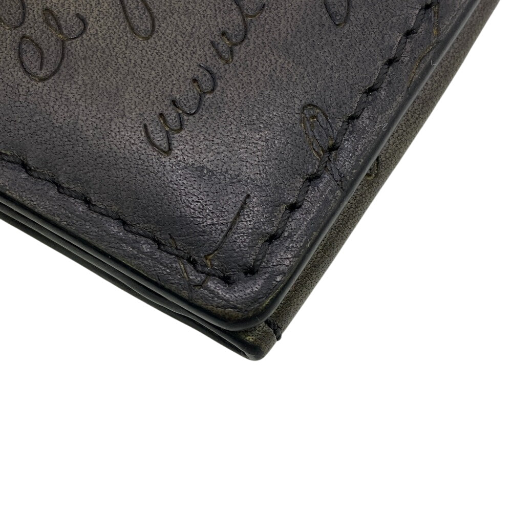 Berluti Card Case leather Brown name card holder Calligraphy mens Used Authentic