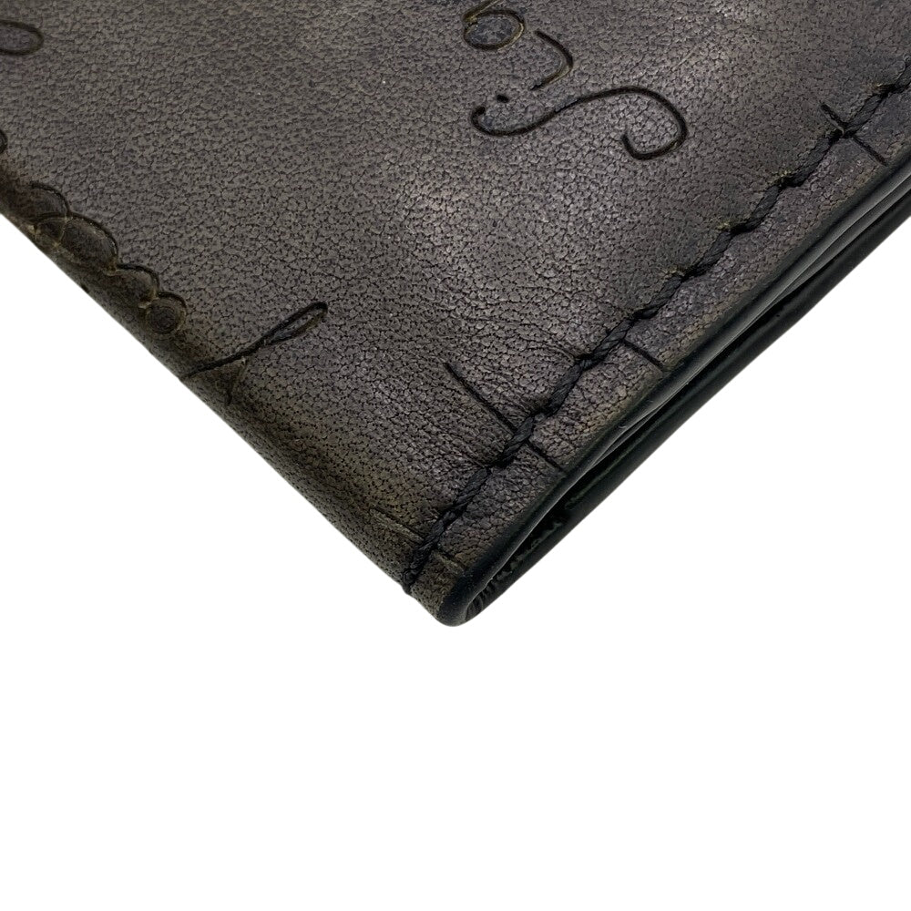 Berluti Card Case leather Brown name card holder Calligraphy mens Used Authentic