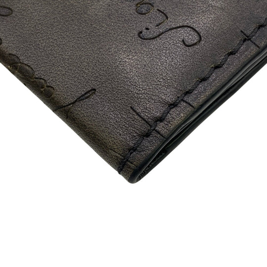 Berluti Card Case leather Brown name card holder Calligraphy mens Used Authentic