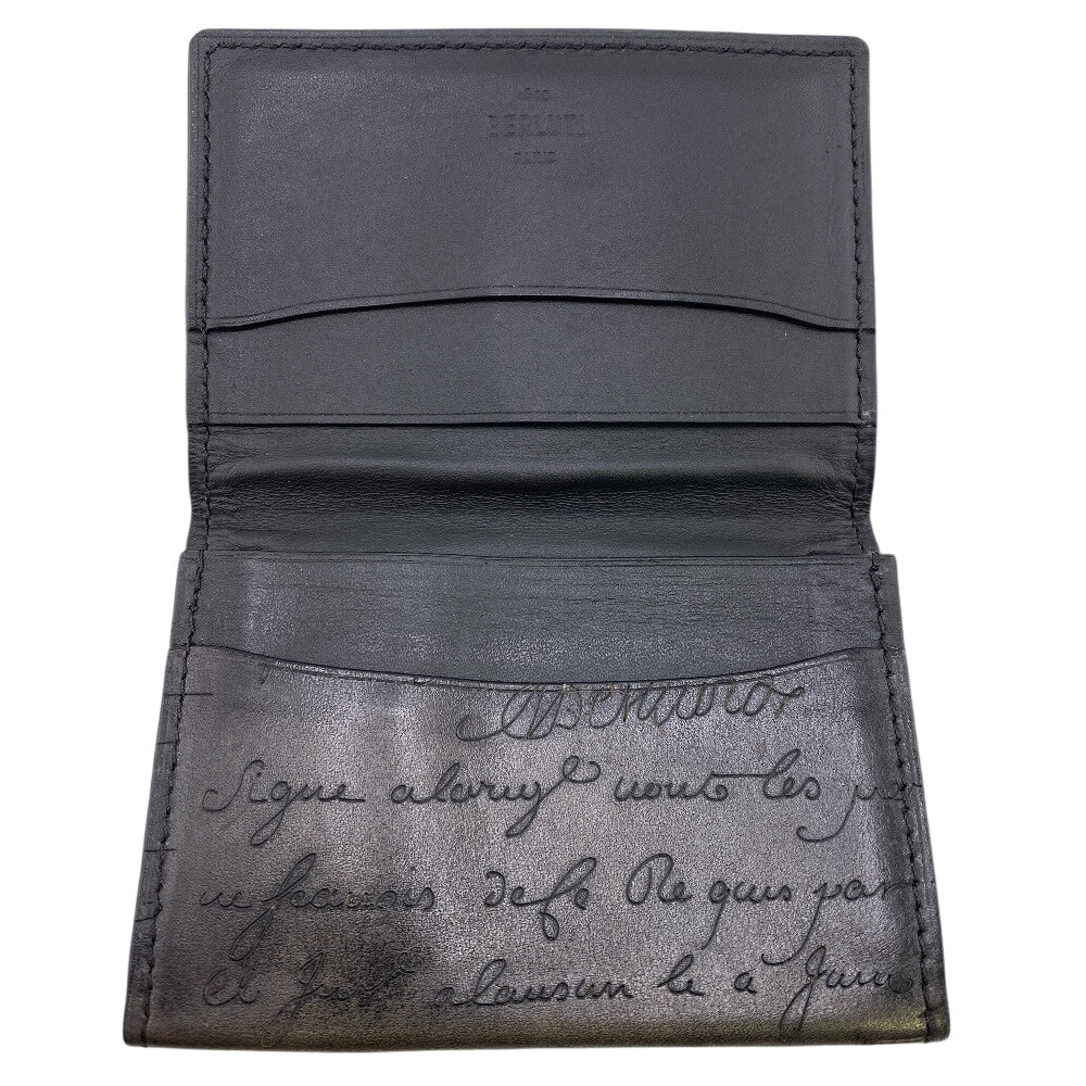 Berluti Card Case leather Brown name card holder Calligraphy mens Used Authentic