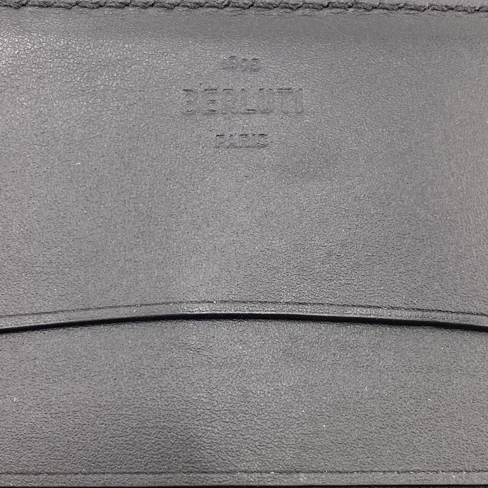Berluti Card Case leather Brown name card holder Calligraphy mens Used Authentic