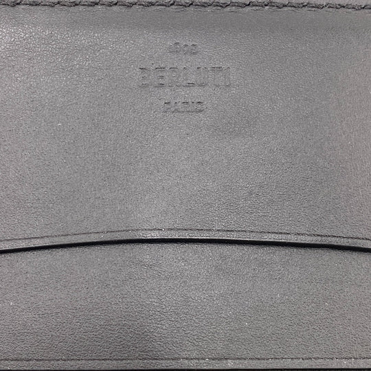 Berluti Card Case leather Brown name card holder Calligraphy mens Used Authentic