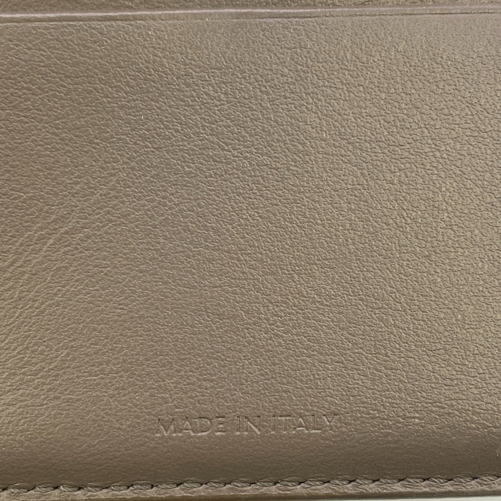 CELINE Bifold Wallet leather beige Small Strap Women Used Authentic