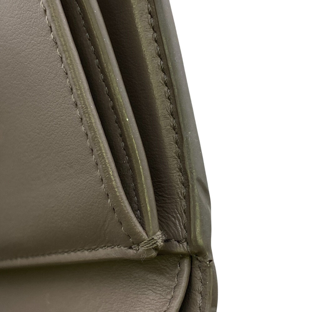 CELINE Bifold Wallet leather beige Small Strap Women Used Authentic