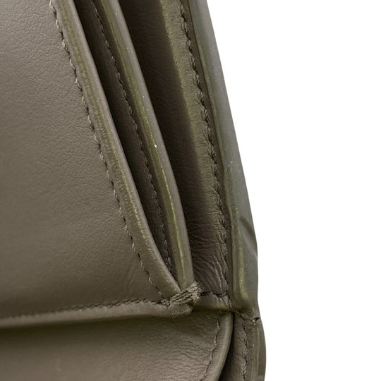CELINE Bifold Wallet leather beige Small Strap Women Used Authentic