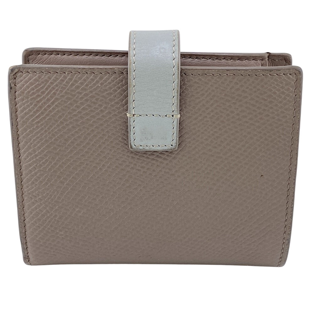 CELINE Bifold Wallet leather beige Small Strap Women Used Authentic