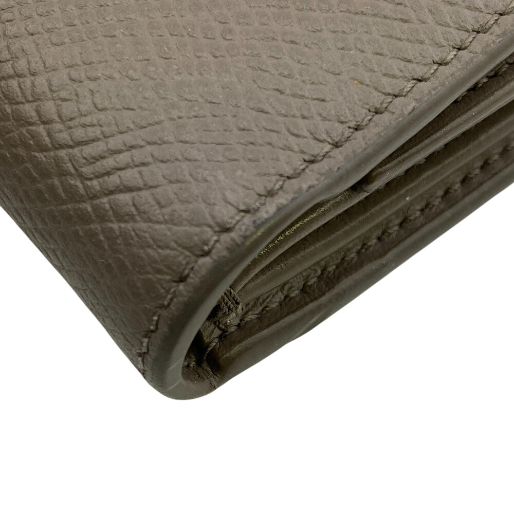 CELINE Bifold Wallet leather beige Small Strap Women Used Authentic