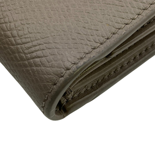 CELINE Bifold Wallet leather beige Small Strap Women Used Authentic