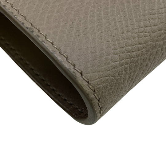 CELINE Bifold Wallet leather beige Small Strap Women Used Authentic