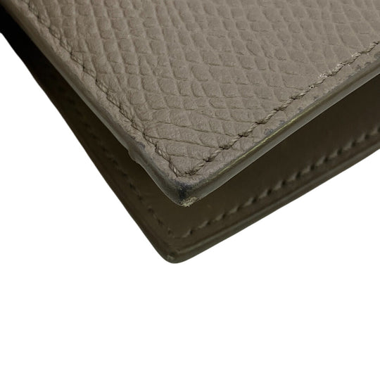CELINE Bifold Wallet leather beige Small Strap Women Used Authentic