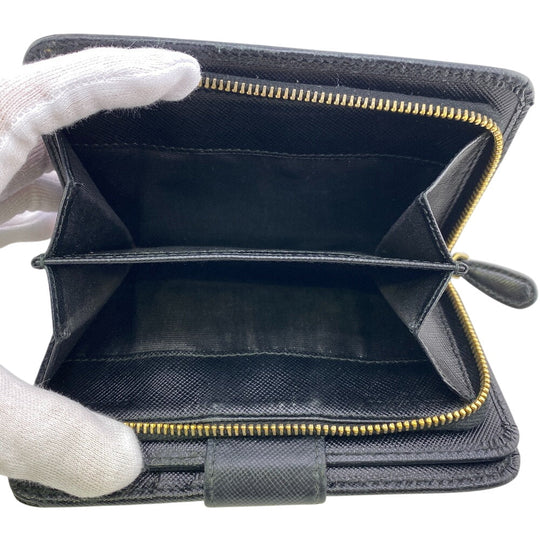 PRADA Bifold Wallet 1ML018 leather black Safiano Women Used Authentic