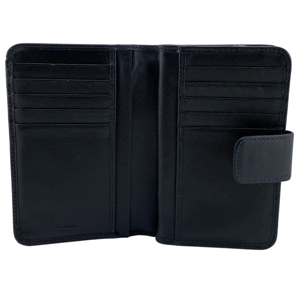 PRADA Bifold Wallet 1ML018 leather black Safiano Women Used Authentic