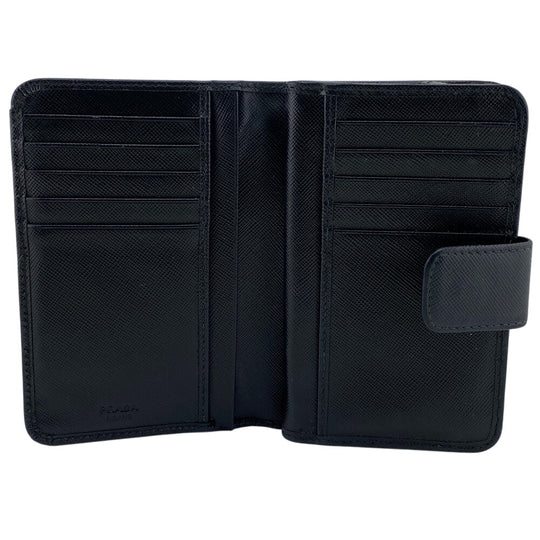 PRADA Bifold Wallet 1ML018 leather black Safiano Women Used Authentic
