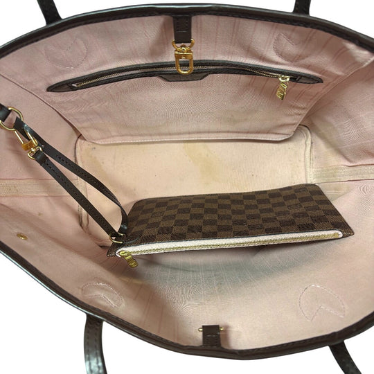 LOUIS VUITTON Tote Bag N41603 leather Brown Damier Neverfull MM Women Used Authentic