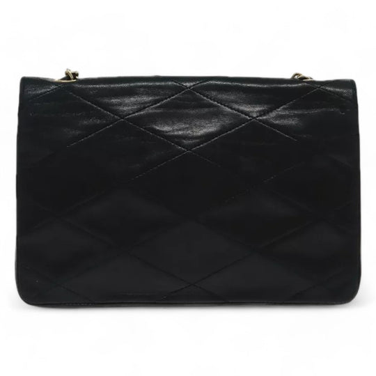 Chanel Matelasse Chain Shoulder Bag Lambskin Black Gold CC