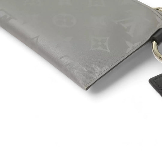 Louis Vuitton Monogram Satellite Alpha Pouch Silver Unisex Handbag with Card Holder