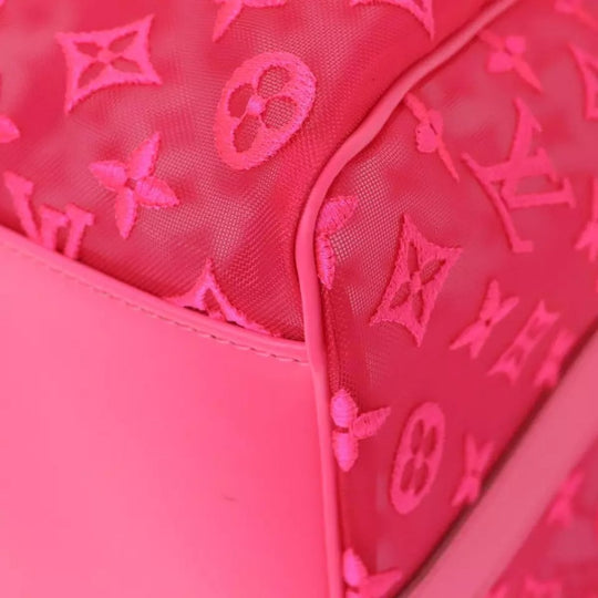 Louis Vuitton Monogram Mesh Keepall Bandouliere 50 Bag Pink M45048 Boston Style for Women