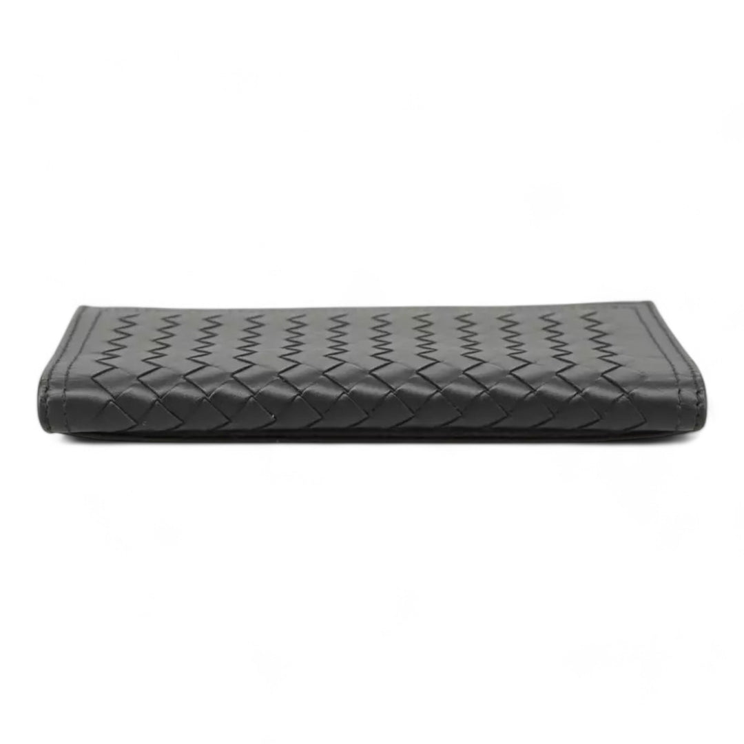 Bottega Veneta Intrecciato Long Wallet Leather Black Mens Vintage Made in Italy