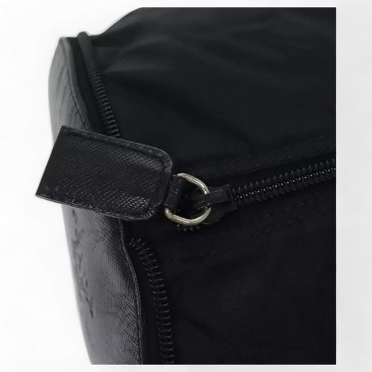 PRADA Leather Mini Boston Bag Saffiano Black Silver