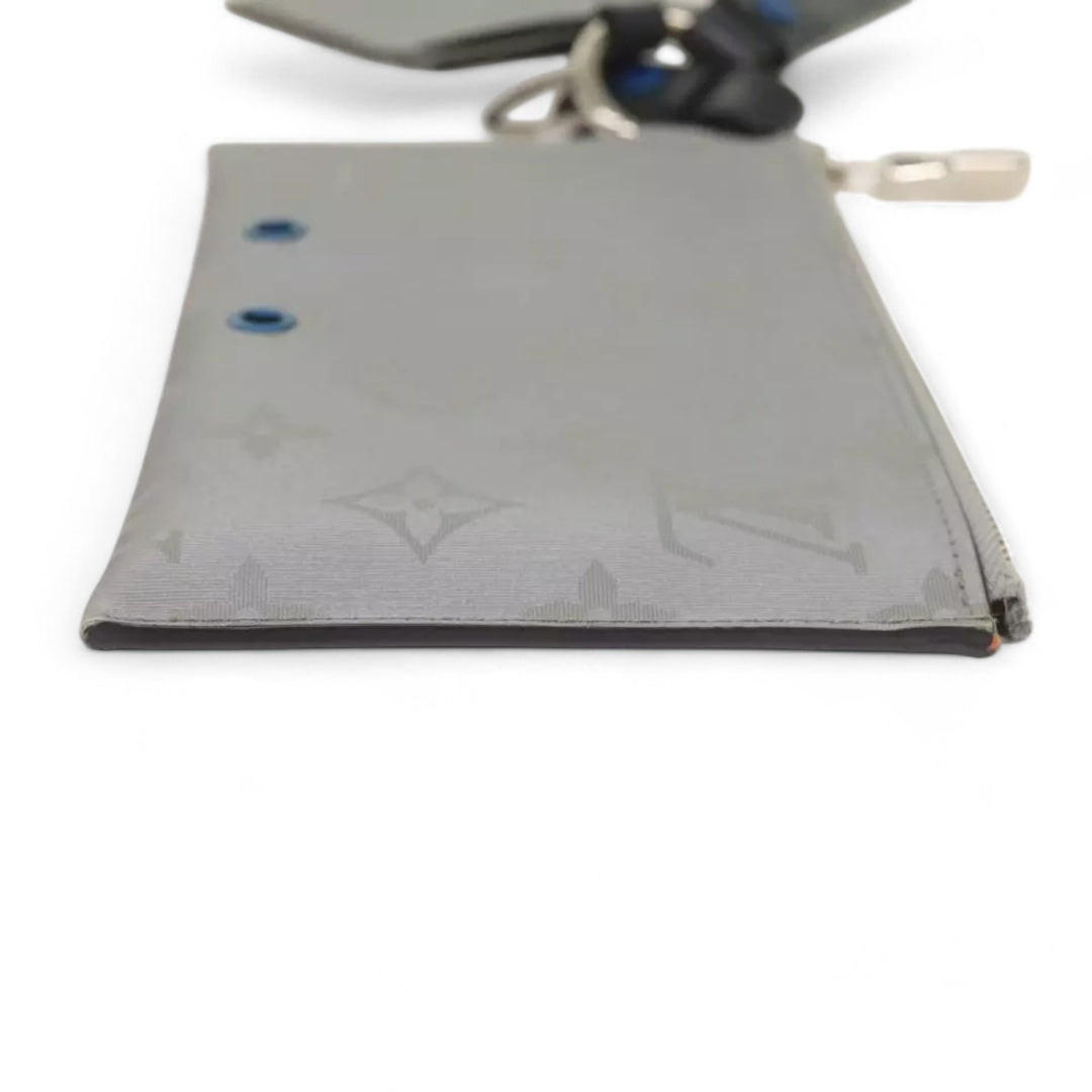 Louis Vuitton Monogram Satellite Alpha Pouch Silver Unisex Handbag with Card Holder