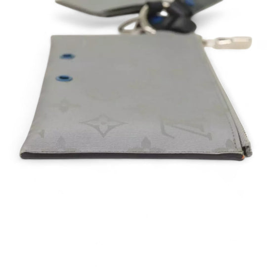 Louis Vuitton Monogram Satellite Alpha Pouch Silver Unisex Handbag with Card Holder
