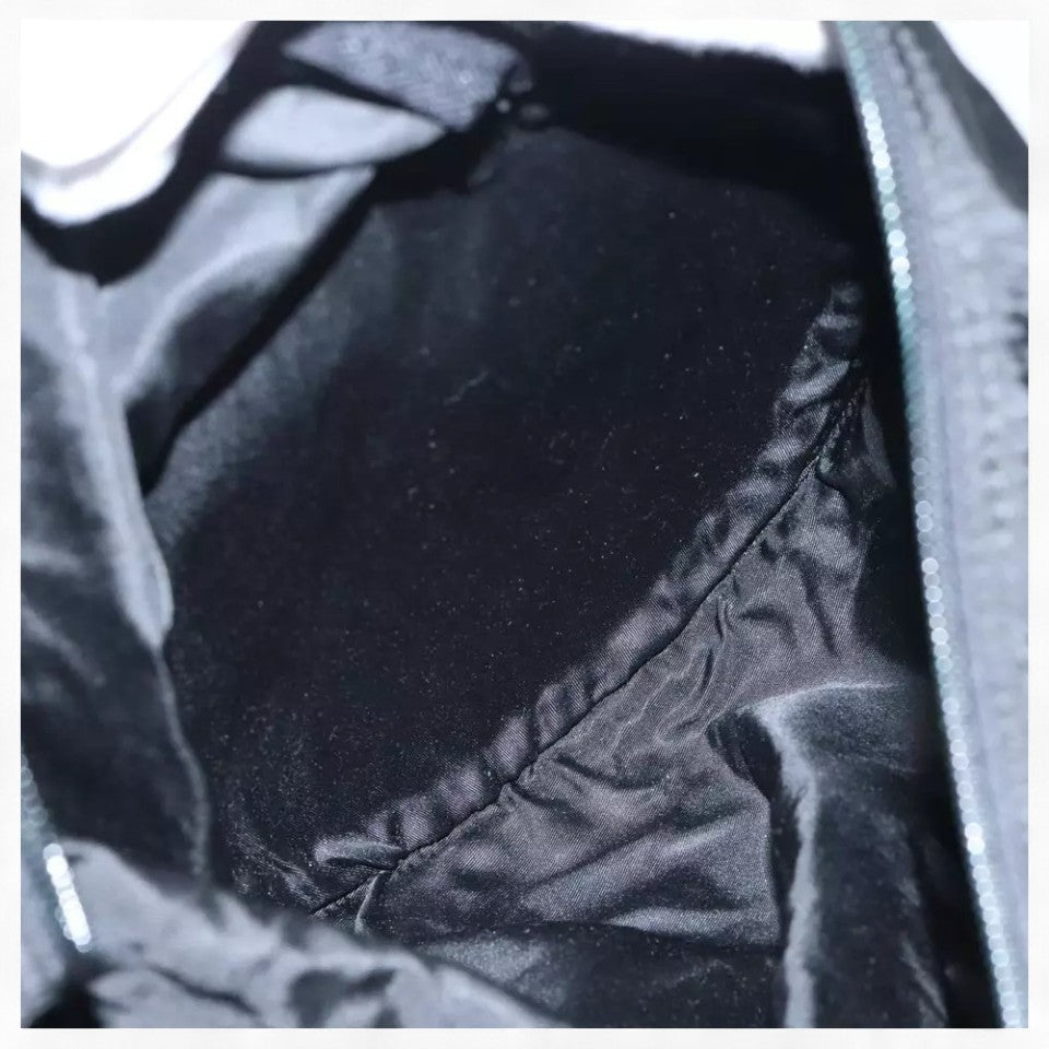 PRADA Leather Mini Boston Bag Saffiano Black Silver