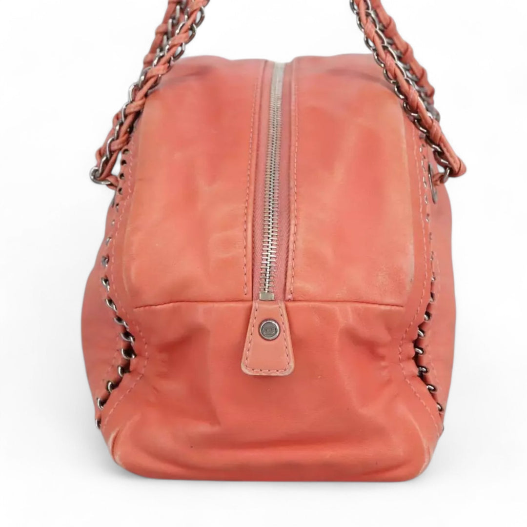 Chanel Coco Mark Chain Handbag Leather Pink Silver Women's Bag