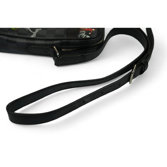 Louis Vuitton Damier Graphite Renaissance Map Danube Slim PM Crossbody Bag Black Multicolor Men's Shoulder Bag