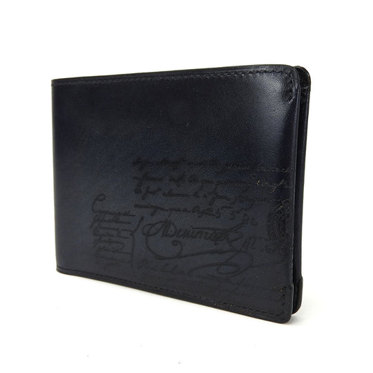 Berluti Bifold Wallet leather Navy Makore Skrit