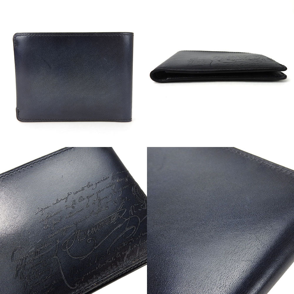 Berluti Bifold Wallet leather Navy Makore Skrit