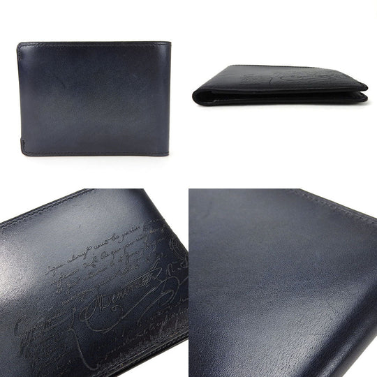 Berluti Bifold Wallet leather Navy Makore Skrit